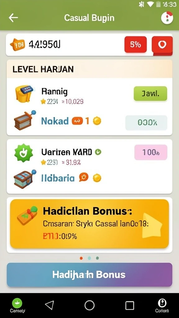 Screenshot permainan yang menunjukkan variasi permainan yang ditawarkan.